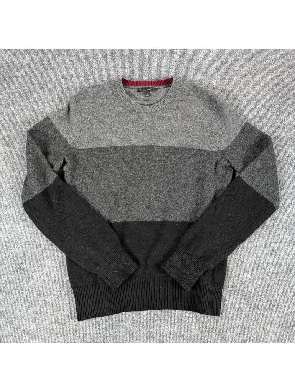 Banana Republic Men's Merino Gray Crewneck Sweater Size S - Dark Academia Preppy
